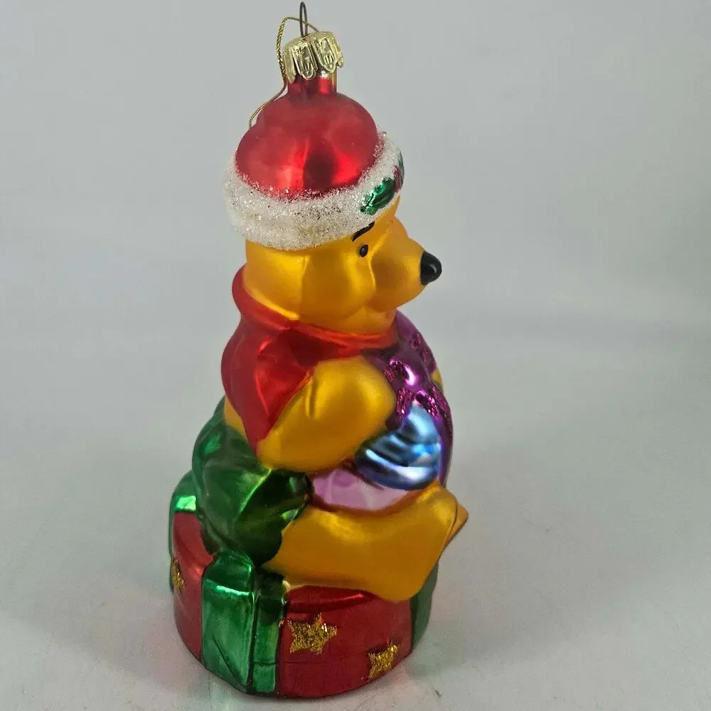 Vintage Disney Winnie the Pooh European Style Glass Ornament Santa’s Best